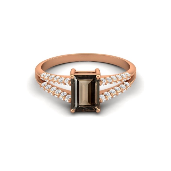 14k Vermeil Gold Natural Chocolate Quartz Ring - Picture 3 of 6